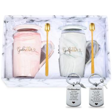 Imagem de Ohmique Presente de pedido de padrinhos - conjunto de canecas de madrinha padrinho presente de batismo para padrinhos, presentes de pais de Deus do afilhado, canecas de café inovadoras