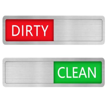 Imagem de Kichwit Ímã de lava-louças de aço inoxidável 304 Clean Dirty, funciona em todas as máquinas de lavar louça, 14 x 4 cm, vermelho e verde