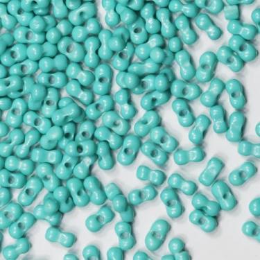 Imagem de Contas de sementes em forma de amendoim turquesa 3-6 mm cerca de 1000 peças/100 gramas em saco, para fazer joias, artesanato, contas, pulseira e colar (turquesa)