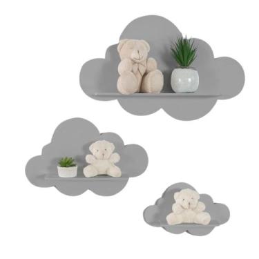 Imagem de Trio De Nichos Modelo Nuvem Em Mdf Quarto De Bebê - LuckBabyEnxovais, 