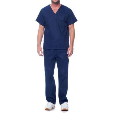 Imagem de Scrubs Conjunto Pijama Cirúrgico Masculino Oxford - Dona Moça, m, Azul