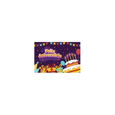 Imagem de Painel de Lona Feliz Aniversário Confetes e Presentes - Fabrika de Fes