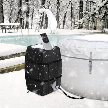 Imagem de Bitubi Capa de Inverno para Bomba de Aquecedor de Spa para Banheira de Hidromassagem, Capa de Bomba Isolada para Banheira de Hidromassagem Resistente À Prova D'Água com Forro de Pelúcia para A Maioria