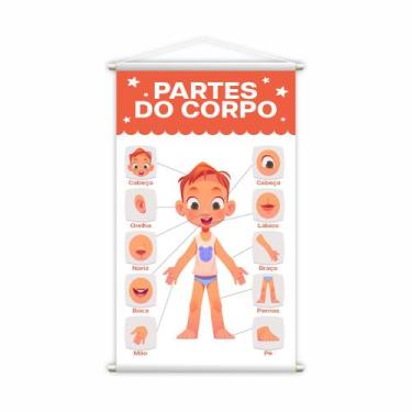 Imagem de Partes do Corpo Menino Banner Escolar Pedagógico Grande - PlimShop
