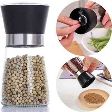Imagem de Moedor De Pimenta Sal Tempero Saleiro Vidro e Inox 180ml - Kadê