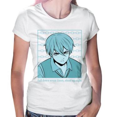 Imagem de Baby Look Fall Down Seven Times, Stand Up Eight - Foca na Moda, Branco