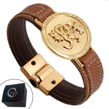Imagem de Pulseira de Couro Magnética Caramelo São Jorge - Granado Acessórios, 2