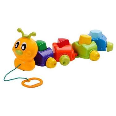 Imagem de Brinquedo Didático De Puxar E Encaixar Centopeia Com Som E 4 Peças Ped