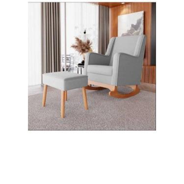 Imagem de Poltrona Amamentação Aquila Balanço Com Puff Linho Cinza Claro - Conce