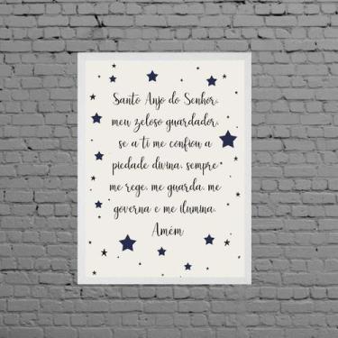 Imagem de Quadro Santo Anjo Do Senhor Estrelinhas 45x34cm - com vidro - Quadros 