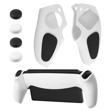 Imagem de HYPERCASE Soft Grip Case for Playstation Portal Remote Player, Anti-Slip Silicone Handle Protective Cover Anti-Scratch Skin for PS5 Portal Left and Right Controller with 4 Thump Caps - White&Black