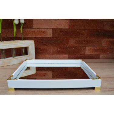 Imagem de Bandeja Lavabo B174 Dourado Banheiro Cozinha Difusor Mdf Pé Metal Deta