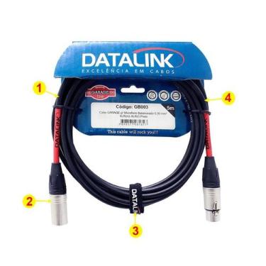 Imagem de Cabo para Microfone XLR macho/XLR Fêmea 5 Metros Datalink GB003 0,30 m