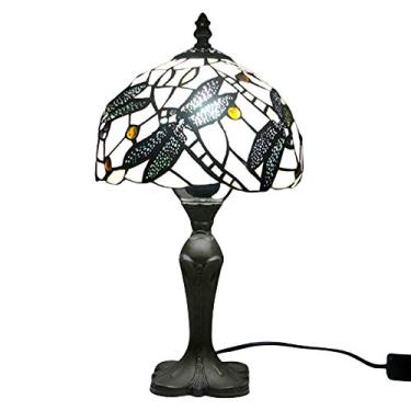 Imagem de Abajur estilo tiffany, luminária de mesa com vidro manchado, libélula, sala de estudo, vertical, proteção para os olhos, luz de leitura, branca
