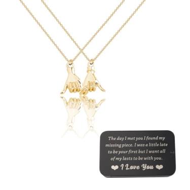 Imagem de FUSTMW Conjunto de colar Pinky Promise Colares combinando para casais, joias de longa distância, presentes para casais, para namorada e namorado, Aço inoxidável, nagem