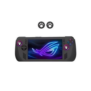 Imagem de WUNIAK Capa de silicone para ASUS ROG Ally X 2024, capa protetora completa para antiarranhões, resistente à sujeira e choque com 2 tampas basculantes, preta