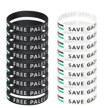 Imagem de FINDAT Pulseiras de silicone Free Palestine Bandeira da Palestina Pulseira de borracha masculina e feminina pacote com 20, Silicone