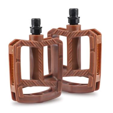 Imagem de MEGHNA Pedal de bicicleta com rosca de 9/40.6 cm, pedais universais, leves, antiderrapantes, pedal plano de nylon para mountain bike, cruiser, bicicleta, deslocamento, bicicleta dobrável, bicicleta