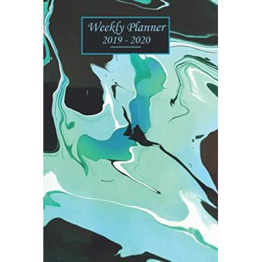 Imagem de Weekly Planner 2019-2020: Monthly Schedule - 1 week at a glance - Calendar Checklists & Notes Daily To Do’s Academic Organizer Notebook Agenda ... Acrylic Colors Watercolors Blue Green