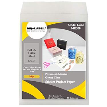 Imagem de Etiqueta transparente brilhante para folhas de letras dos EUA da Mr-Label - Papel adesivo impresso para artesanato natalino - somente para impressora a jato de tinta, Clear, 25 labels