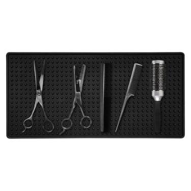 Imagem de Shmian Tapete de Estação de Barbeiro para Tosquiadeiras, Tapete Organizador de Barbeiro Profissional Antiderrapante para Ferramentas de Modelagem de Cabelo, Tapete de Borracha Flexível para Salão de B