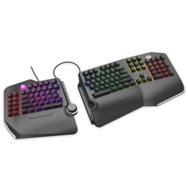 Imagem de Teclado mecânico ergonômico Cloud Nine C989M – Interruptores marrons Cherry MX – Retroiluminação LED RGB com USB – Tabuleiro Ergo Split com Macro para PC, Full-Size Keyboard