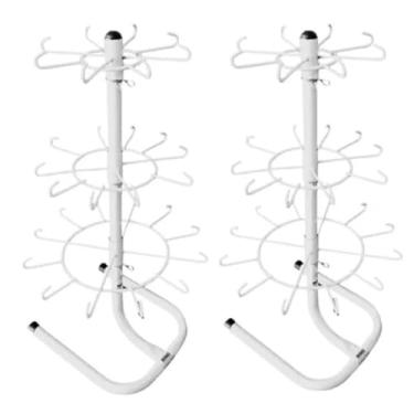 Imagem de Kit 2 Porta Chaveiro Giratório Branco Expositor Bijuterias Balcão