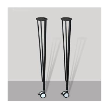 Imagem de Table legs with wheels, table legs, metal table legs, movable pulley table leg bracket, triangular and stable strong and non-shaky, steel frame structure, resistant to pressure(4pcs)(White)