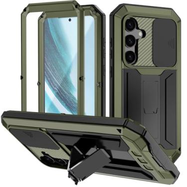 Imagem de Tiwikunx Compatível com Samsung Galaxy S25 Plus 5G, capa rígida de alumínio ao ar livre Gorilla Glass à prova de choque militar resistente resistente (verde)