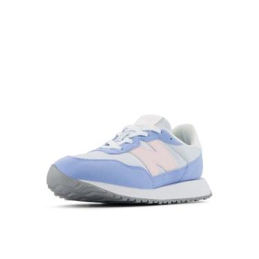 Imagem de New Balance Tênis infantil 237 V1 com cadarço, Azul gelo/açúcar rosa, 20