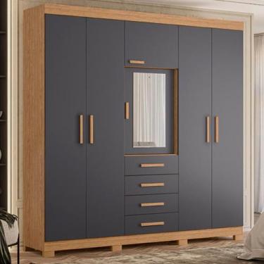 Imagem de Conjunto Guarda Roupa e Cômoda França Freijó Titanium - Mais de Casa