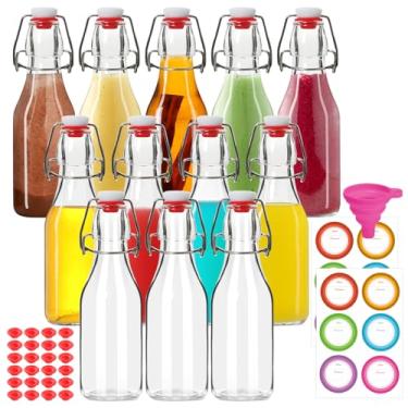 Imagem de STARSIDE Pacote com 12 garrafas de vidro de 250 ml, garrafas de cerveja flip top com tampa para fabricação caseira, extrato de baunilha, kombucha, vinho