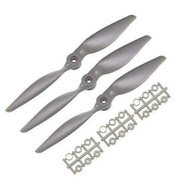 Imagem de uxcell RC Hélices CW 9x6 polegadas 2-Vane para avião brinquedo de nylon cinza 3 peças com anéis adaptadores