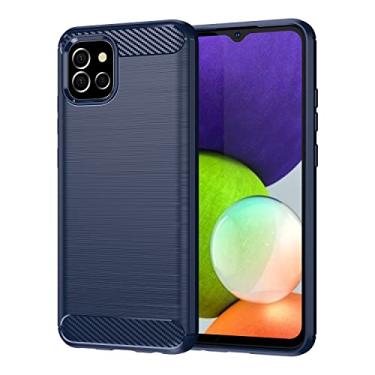 Imagem de GTBDEKI Capa para Galaxy A04e, capa para Samsung A04e 4G SM-A042F, capa traseira de TPU macia de silicone à prova de choque de fibra de carbono para Samsung Galaxy A04e azul