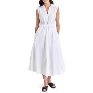 Imagem de DKNY Midi feminino longo com decote em V na moda, Branco, PPP