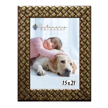 Imagem de Moldura Porta Retrato 15x21 3cm Relevo Dourado - Santamaria Molduras