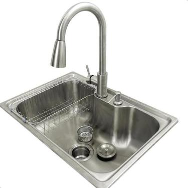 Imagem de Kit Cozinha Gourmet Cuba Inox 304 60x42 Com Torneira Monocomando Porta