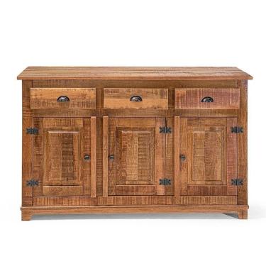 Imagem de Buffet Arca Rústico Decorativo Em Madeira Maciça 3 Portas E 3 Gavetas - Natural - Bege