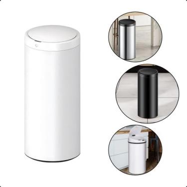 Imagem de Lixeira Automática Redonda Inox 50 Litros com Sensor de Proximidade Ba