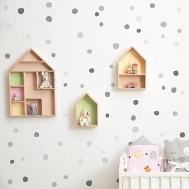 Imagem de Adesivo de Parede Bolinhas Irregulares tons de Cinza 70un Cobre 2m²