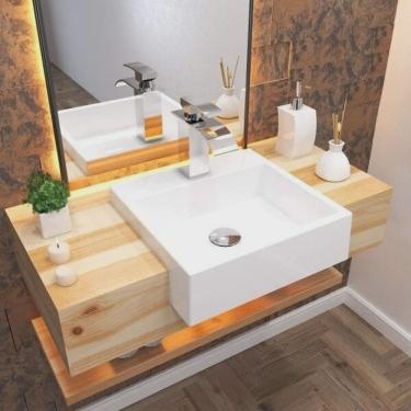 Imagem de Kit 3 Cubas de Semi Encaixe para Banheiro Xq395 Quadrada Compace Branco