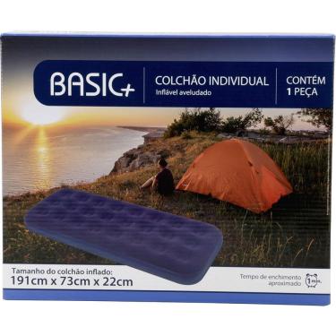 Imagem de Colchão Inflável Aveludado Solteiro Jilong Azul - Basic+