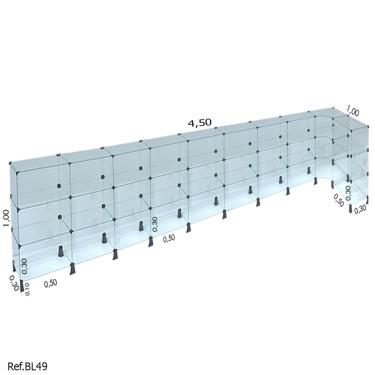 Imagem de Balcão de Atendimento L Modulado em Vidro 4,50 x 1,00 x 0,30