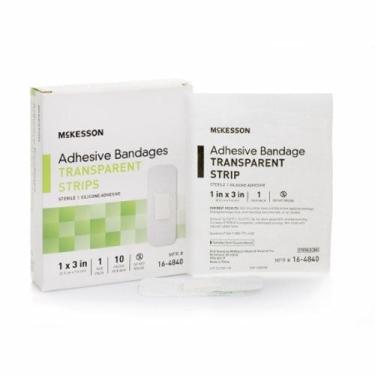 Imagem de Fita adesiva McKesson retângulo de silicone de 1 x 3 polegadas transparente estéril tra...