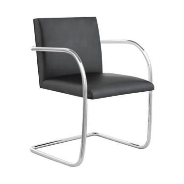 Imagem de Cadeira Brno Para Escritório Couro Sintético Preto Tubular Cromada Cor Preto