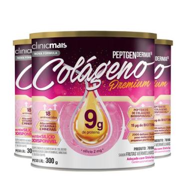Imagem de Kit 3 Colágeno Peptgenderma Clinicmais 300g Frutas Vermelhas
