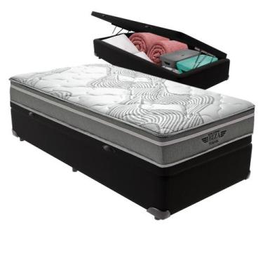Imagem de Cama Box Baú e Colchão Ibiza Molas V-Store 78x188x22, Preto
