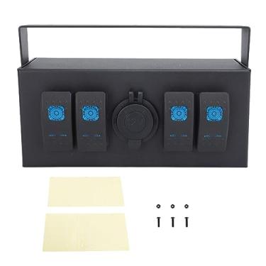 Imagem de GRCFUMO 1 PC 4 CAIXA DE ROGADOR GANG, Voltímetro de exibição digital, 12 24V na caixa de painel de alternância com o cigarro da luz mais clara da luz para barcos Yachts RV Buses