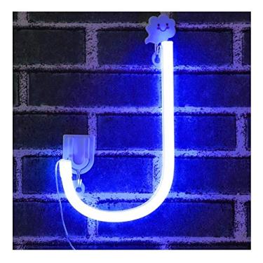 Imagem de SHANJIA Neon-Buchstabe, Neonlichter LED-Alphabet-Buchstaben-Lichter Neonschild leuchten Buchstaben Batterie und USB-betriebenes Blau Neonlicht Neon-Wandleuchte (J)