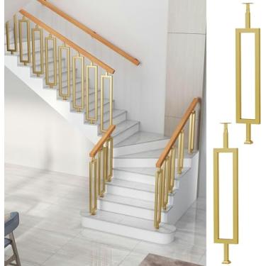 Imagem de LGEOELIAS Eixos de escada modernos retangulares, 80 84 88 90 102 110 cm de altura Balaústres de degrau para escadas interiores exteriores varanda corrimão de escada, piso de madeira, piquetes de